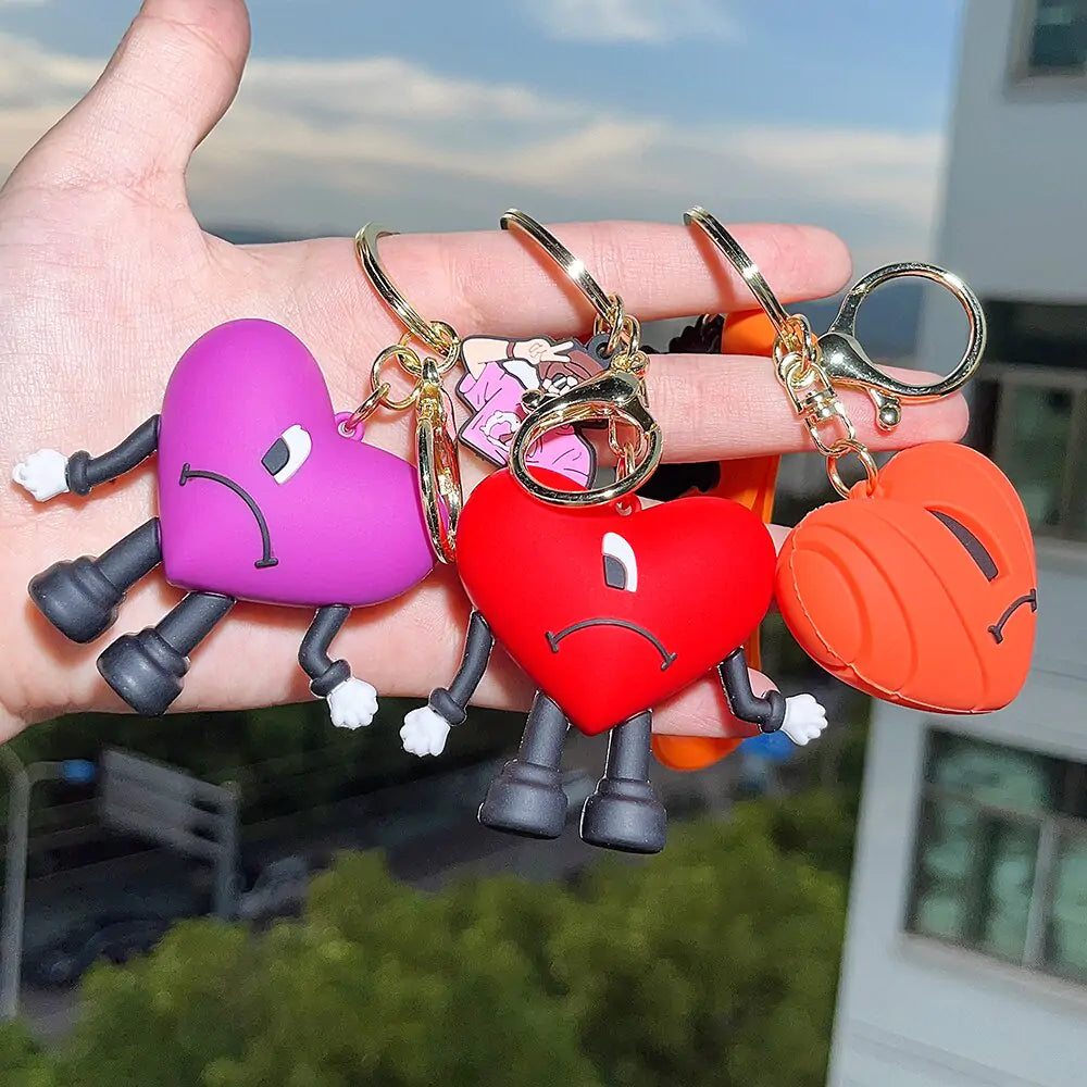 Adorable Bad Bunny Heart Keychain - A Stylish Accessory for Your Keys