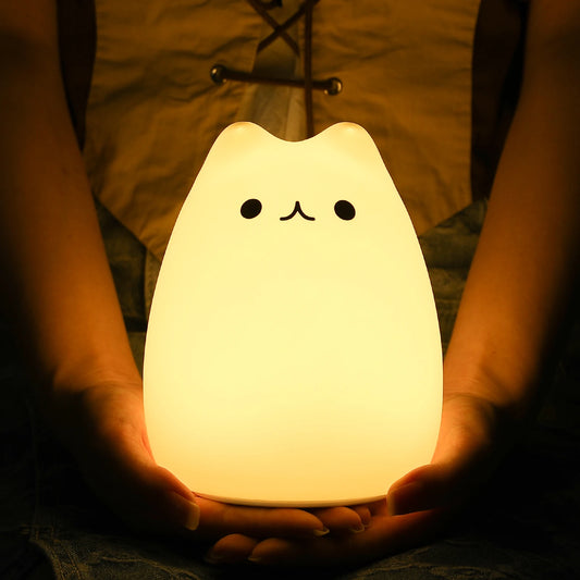 Charming Cat LED Night Light with Touch Sensor and Remote Control - A Delightful Addition to Your Home Decor