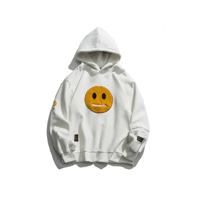 Cheerful Smile Face Patchwork Hooded Sweatshirts for Ultimate Comfort and Style