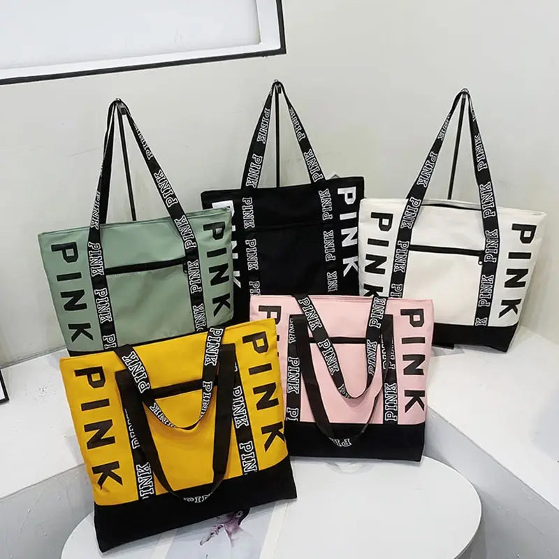 Chic Pink Colorblock Tote - Vibrant & Trendy Accessory