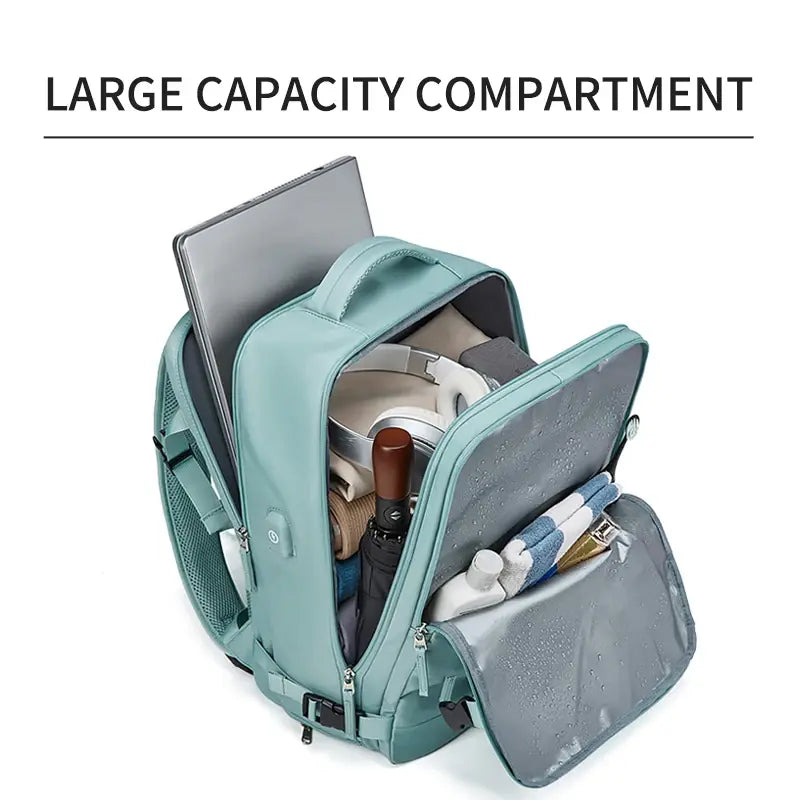 Stylish Women’s USB Charging Backpack with Ample Storage and Shoe Compartment