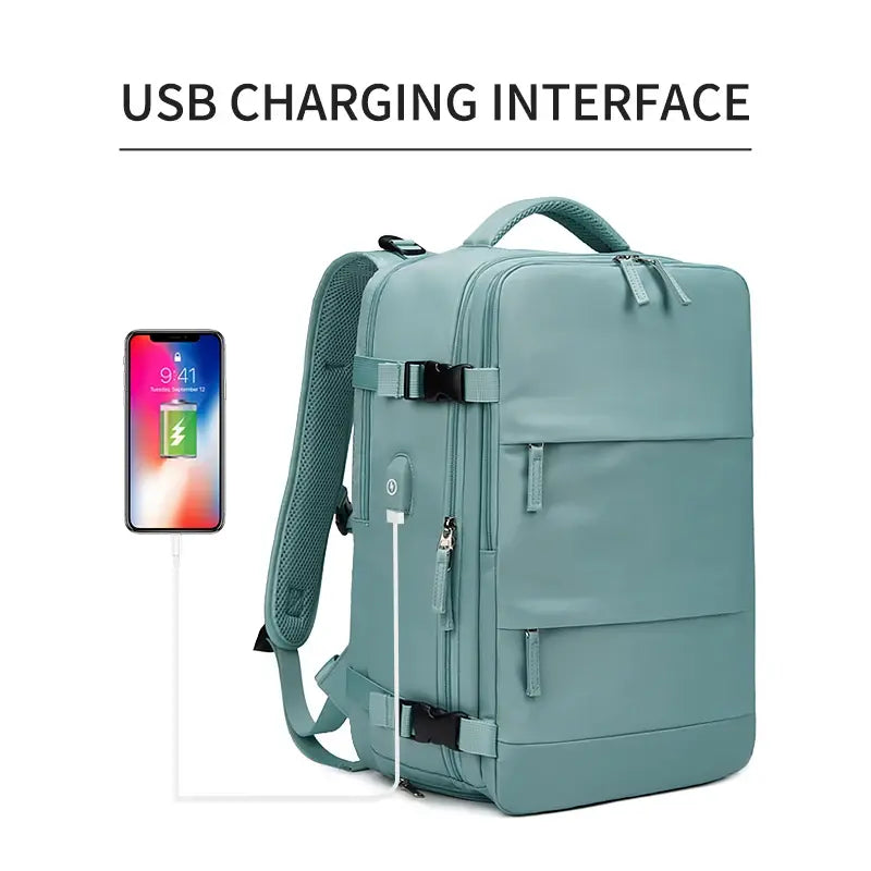 Stylish Women’s USB Charging Backpack with Ample Storage and Shoe Compartment