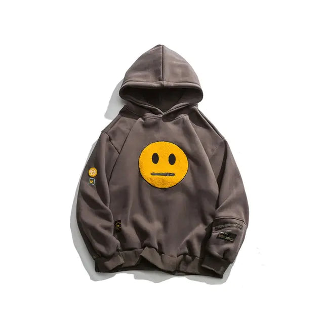 Cheerful Smile Face Patchwork Hooded Sweatshirts for Ultimate Comfort and Style