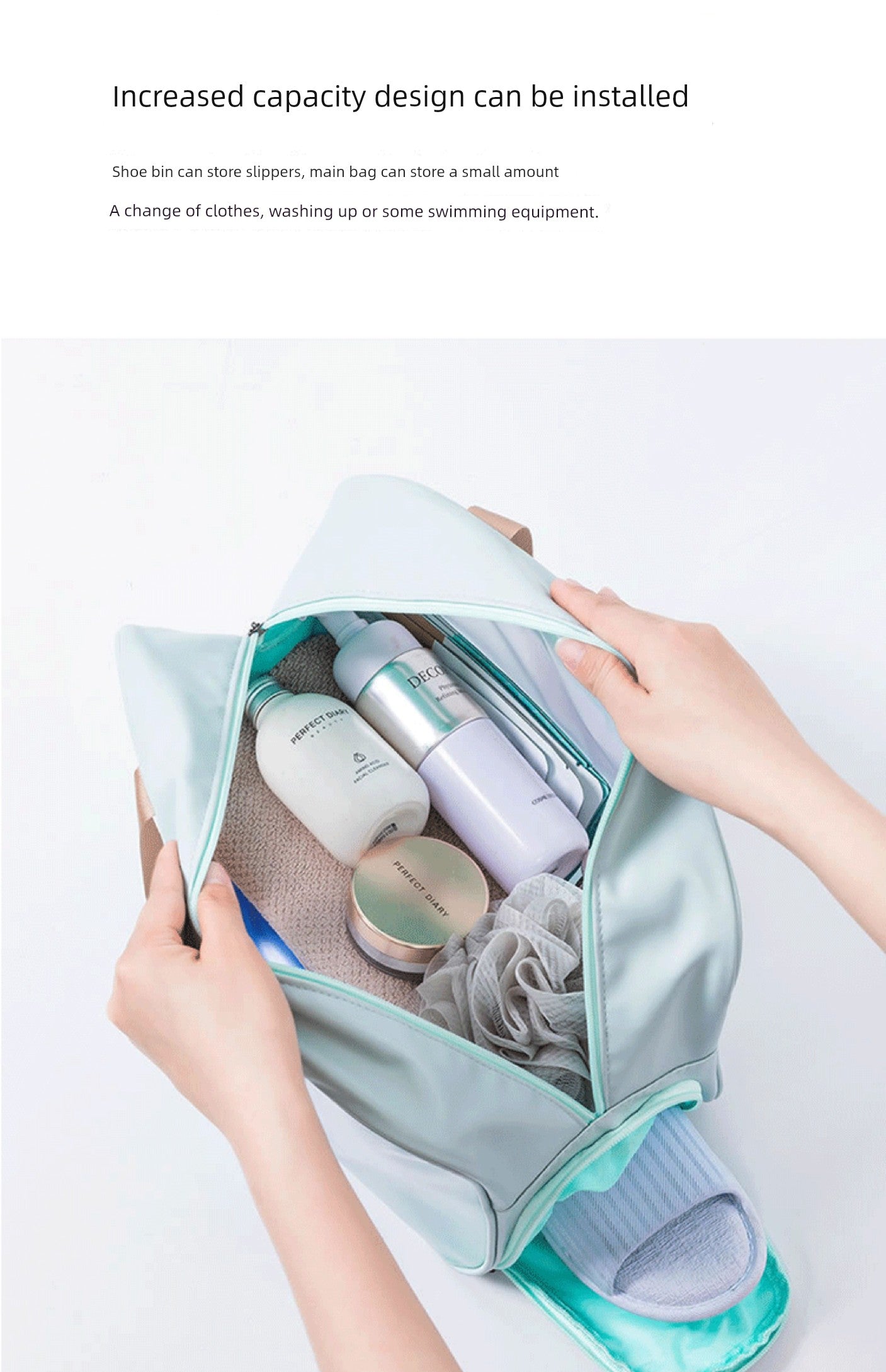 Versatile Waterproof Cosmetic Bag with Dry Wet Separation