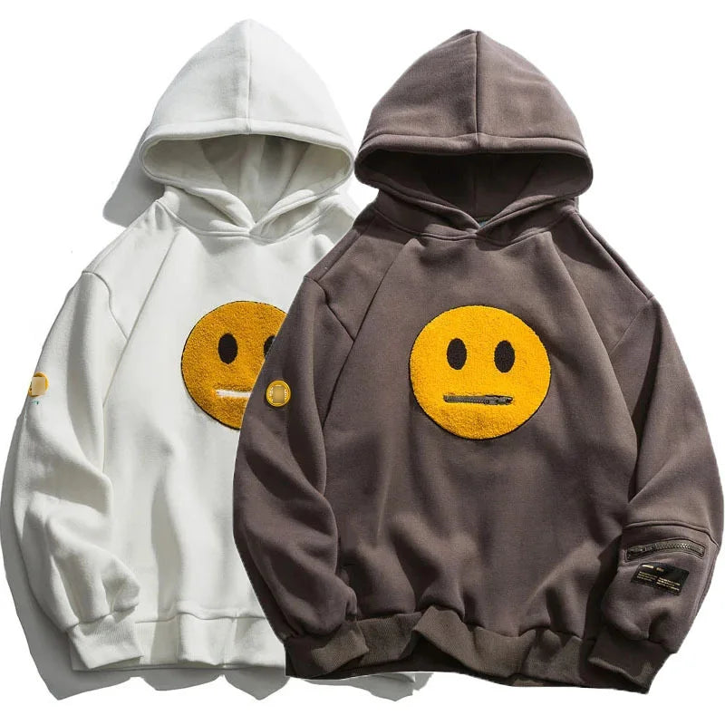 Cheerful Smile Face Patchwork Hooded Sweatshirts for Ultimate Comfort and Style