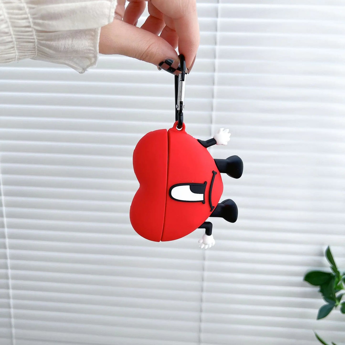 Stylish 3D Red Bad Bunny Heart-Shaped Silicone Earphone Case