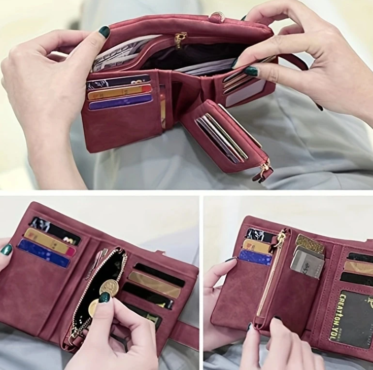 Elegant PU Leather Tri-Fold Wallet for Everyday Elegance