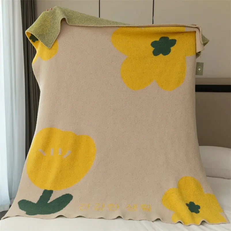 Luxurious Korean Sunflower Velvet Knit Blanket: A Symphony of Comfort and Style