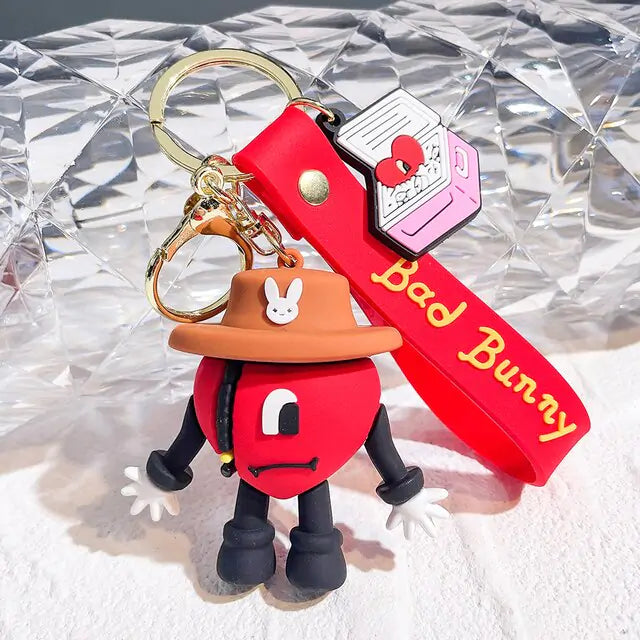 Adorable Bad Bunny Heart Keychain - A Stylish Accessory for Your Keys