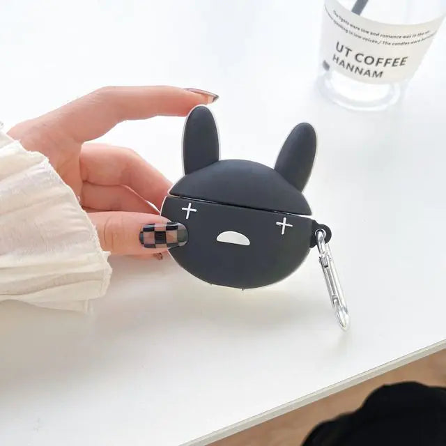 Stylish 3D Red Bad Bunny Heart-Shaped Silicone Earphone Case